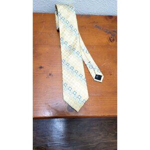 Michael Kors Mens Yellow & Blue Geometric Pattern Silk Tie